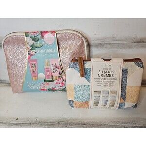 2 sets of hand lotion, bath bomb, body spray gift set with cosmetic bags lulu